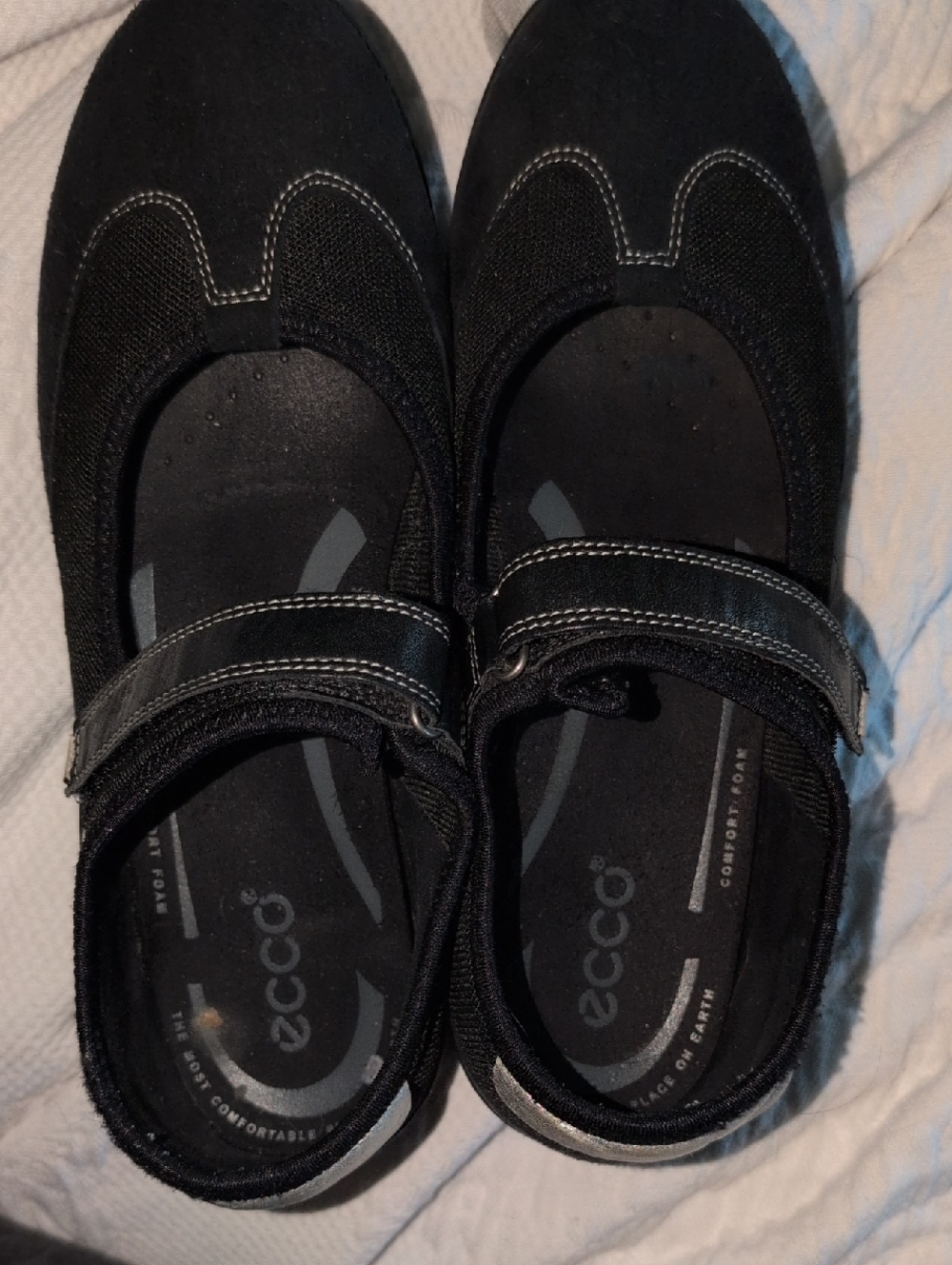 Ecco Kids Black Mary Jane Strap Shoes